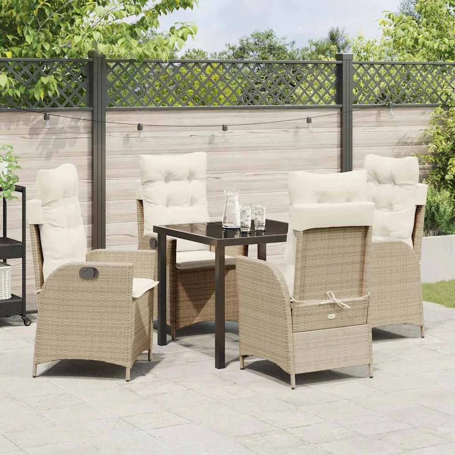 Ensemble de salle à manger pour jardin 5 pcs Beige polyrotin - 4