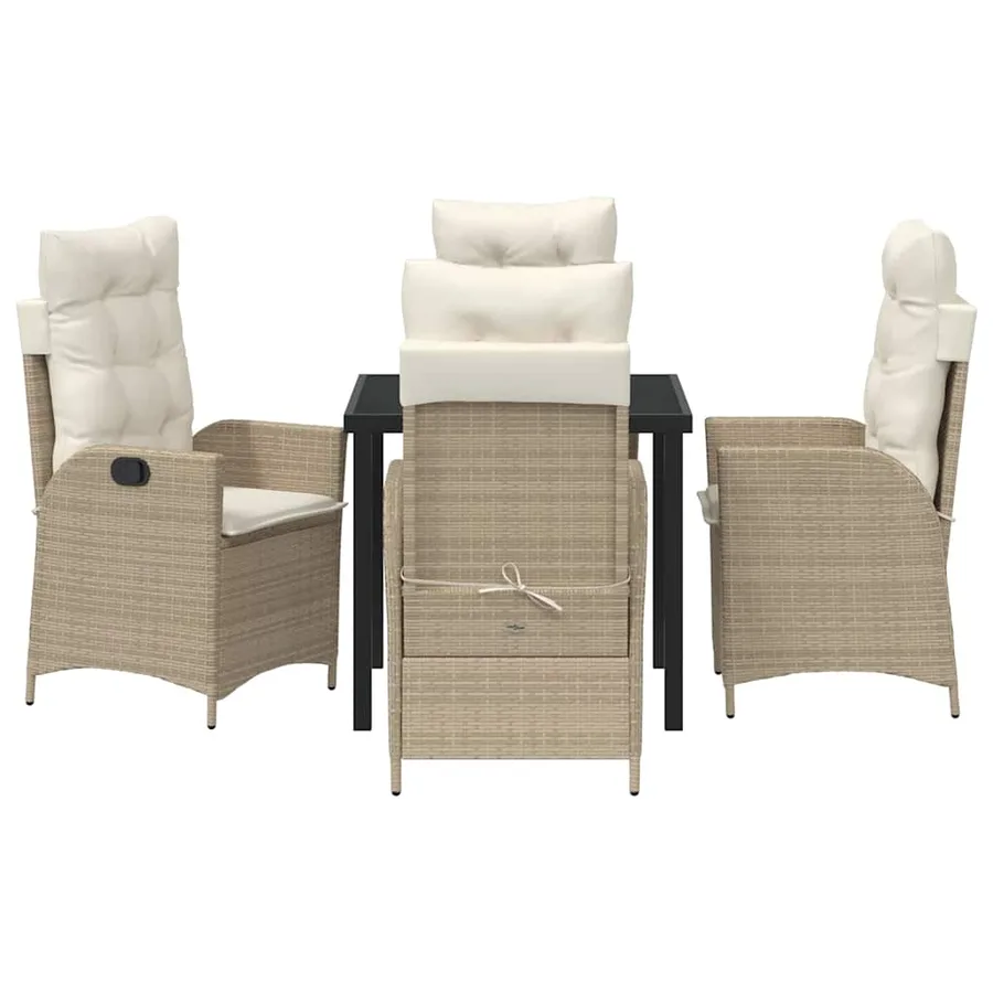 Ensemble de salle à manger pour jardin 5 pcs Beige polyrotin - 7