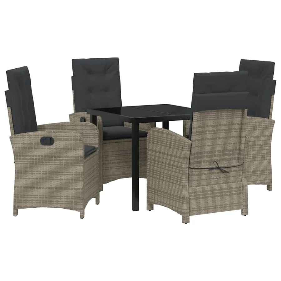 Ensemble de salle à manger pour jardin 5 pcs Gris polyrotin - 2