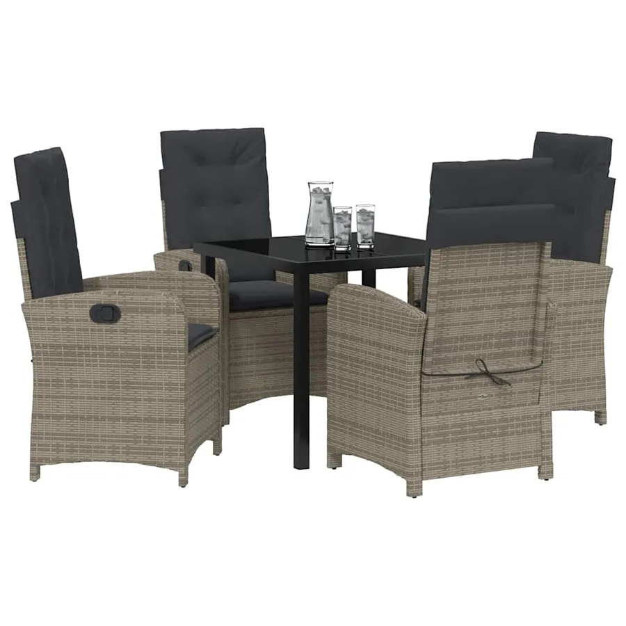 Ensemble de salle à manger pour jardin 5 pcs Gris polyrotin - 3