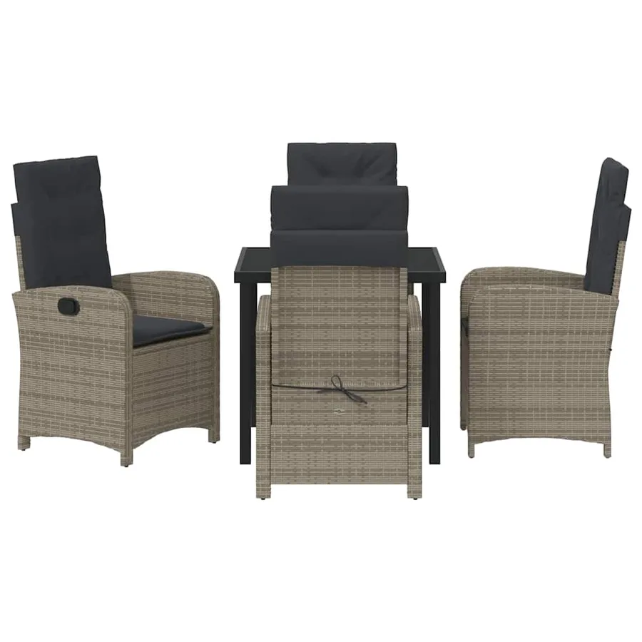 Ensemble de salle à manger pour jardin 5 pcs Gris polyrotin - 7