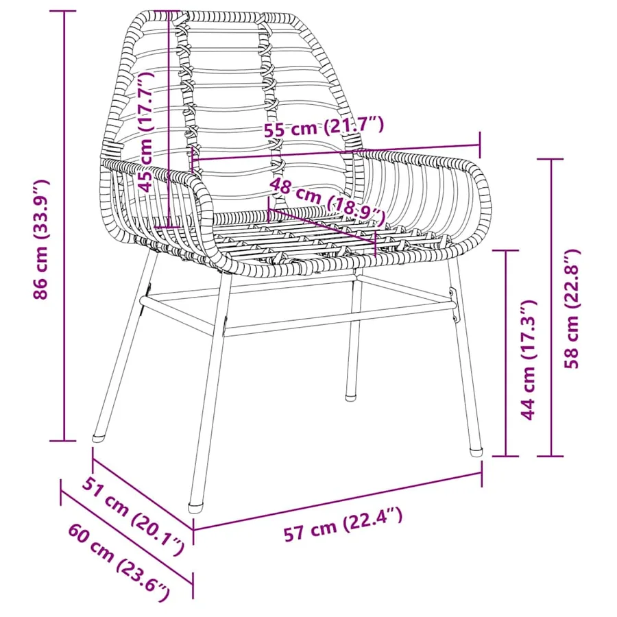 Ensemble de salle à manger pour jardin 3 pcs Marron polyrotin - 10