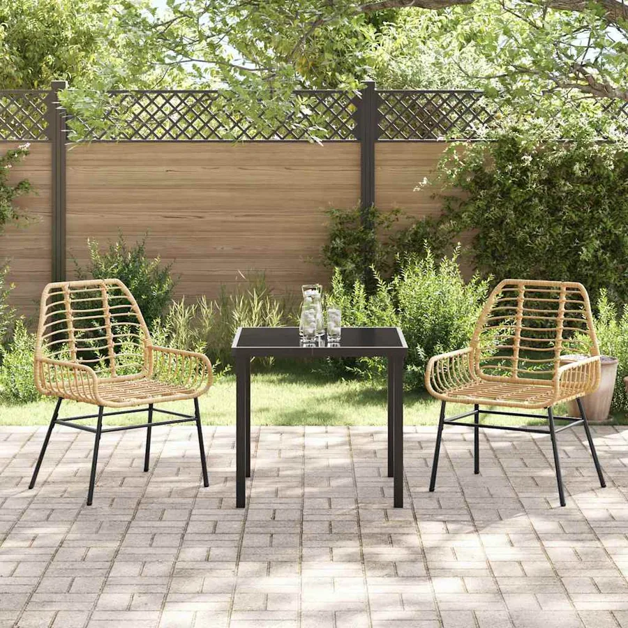 Ensemble de salle à manger pour jardin 3 pcs Marron polyrotin - 4