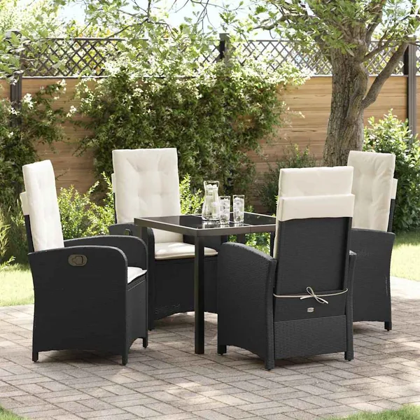 Ensemble de salle à manger pour jardin 5 pcs Noir polyrotin
