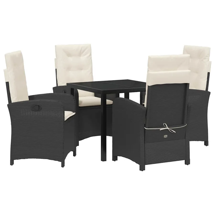 Ensemble de salle à manger pour jardin 5 pcs Noir polyrotin - 2