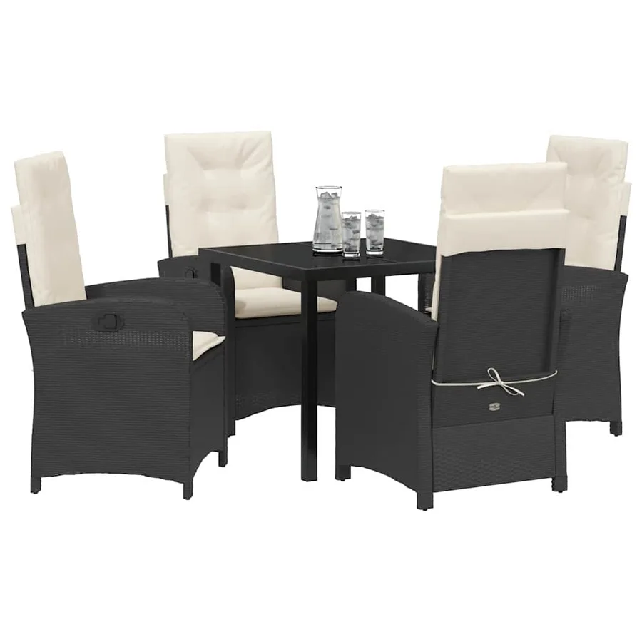 Ensemble de salle à manger pour jardin 5 pcs Noir polyrotin - 3