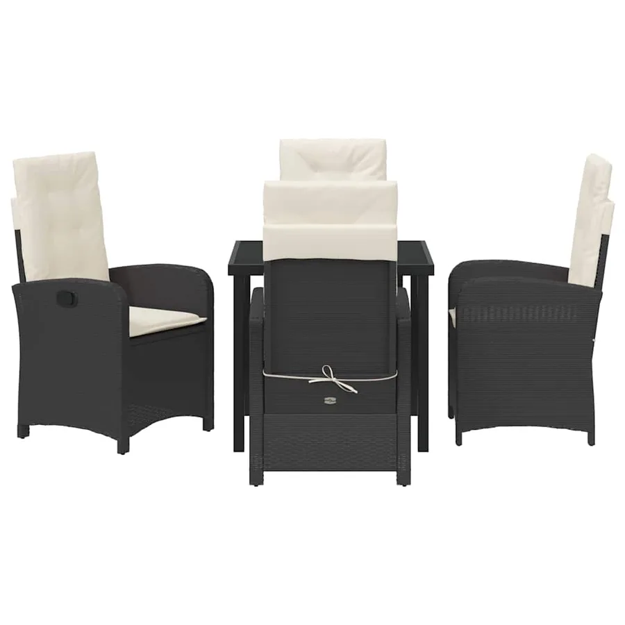 Ensemble de salle à manger pour jardin 5 pcs Noir polyrotin - 7