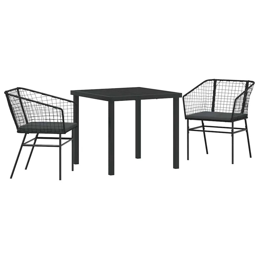Ensemble de salle à manger pour jardin 3 pcs Noir polyrotin - 2