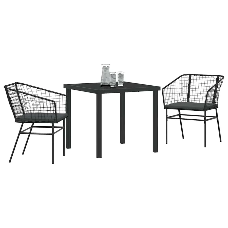Ensemble de salle à manger pour jardin 3 pcs Noir polyrotin - 3