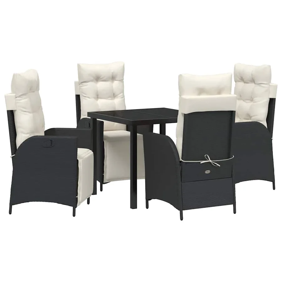 Ensemble de salle à manger pour jardin 5 pcs Noir polyrotin - 2