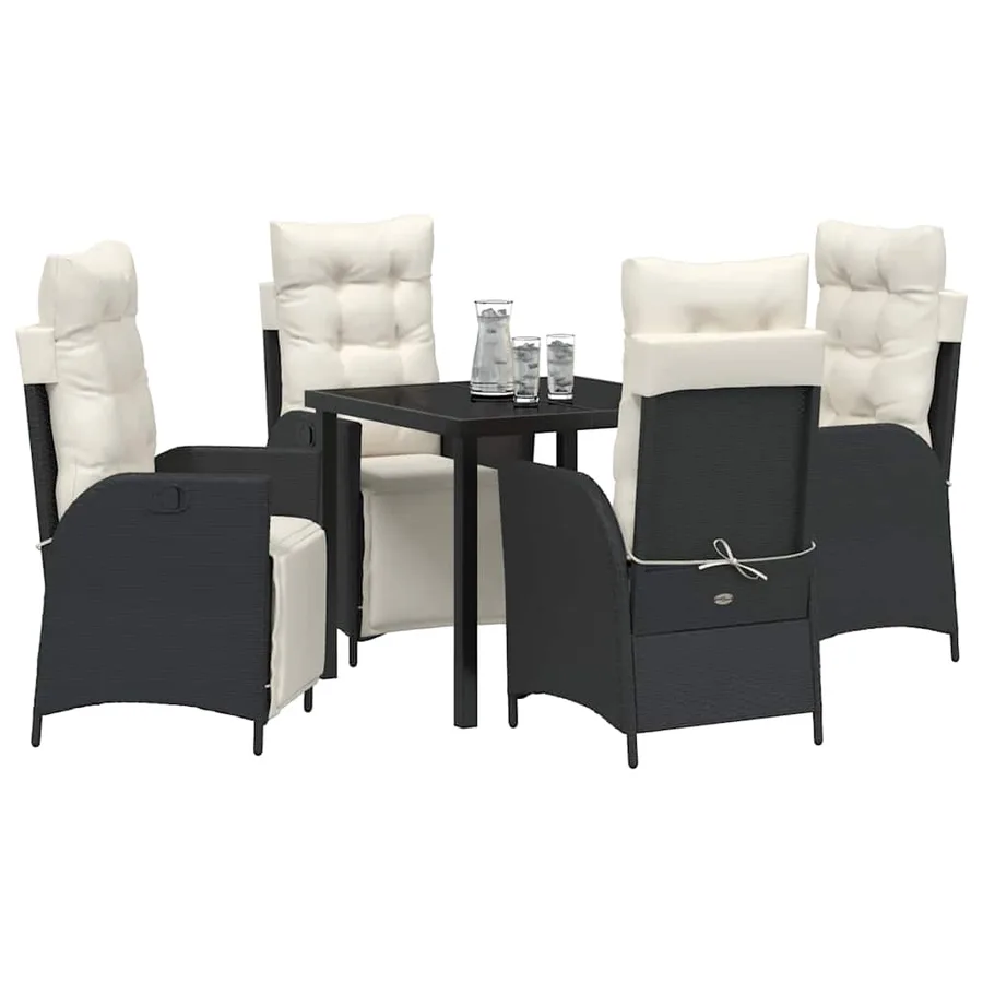 Ensemble de salle à manger pour jardin 5 pcs Noir polyrotin - 3