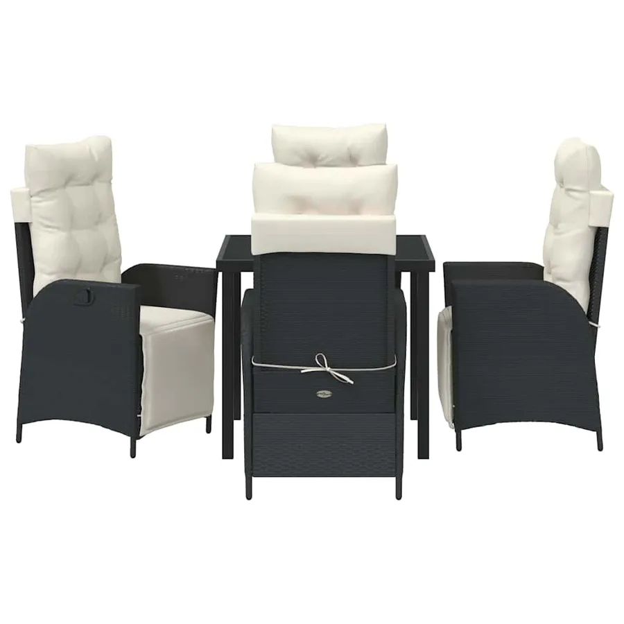 Ensemble de salle à manger pour jardin 5 pcs Noir polyrotin - 7
