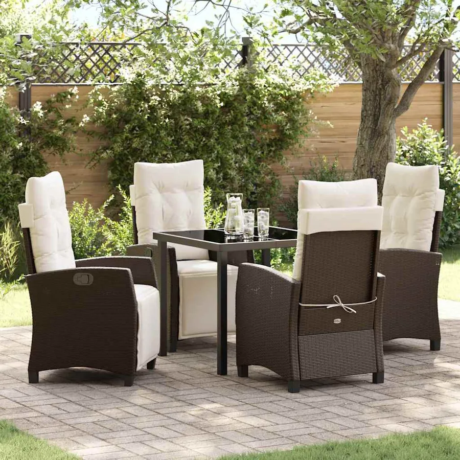 Ensemble de salle à manger pour jardin 5 pcs Marron polyrotin