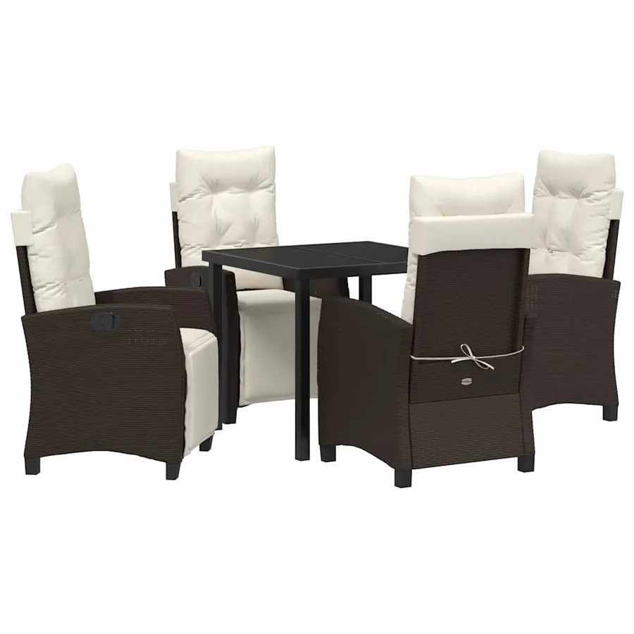 Ensemble de salle à manger pour jardin 5 pcs Marron polyrotin - 2