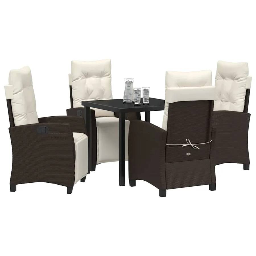 Ensemble de salle à manger pour jardin 5 pcs Marron polyrotin - 3