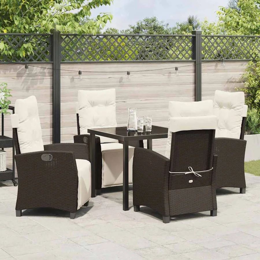 Ensemble de salle à manger pour jardin 5 pcs Marron polyrotin - 4