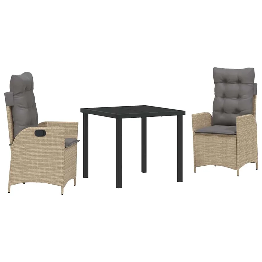 Ensemble de salle à manger pour jardin 3 pcs Beige polyrotin - 2