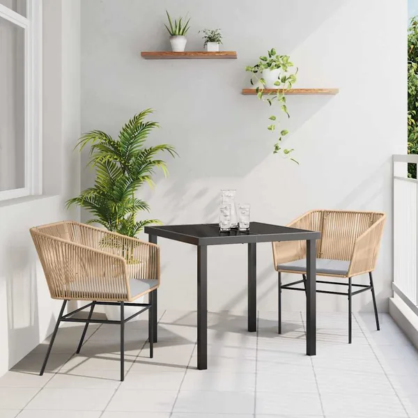 Ensemble de salle à manger pour jardin 3 pcs Marron
