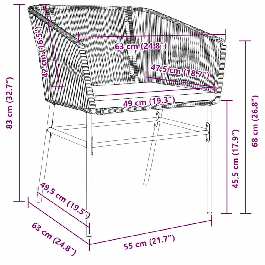 Ensemble de salle à manger pour jardin 3 pcs Marron - 10