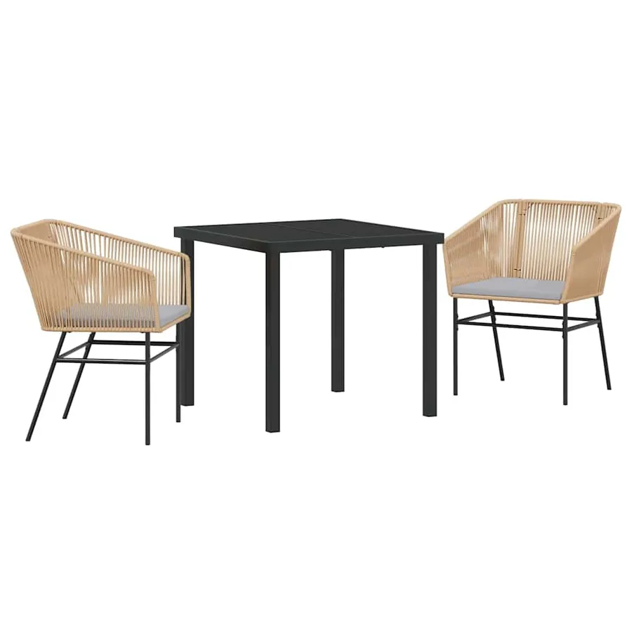 Ensemble de salle à manger pour jardin 3 pcs Marron - 2