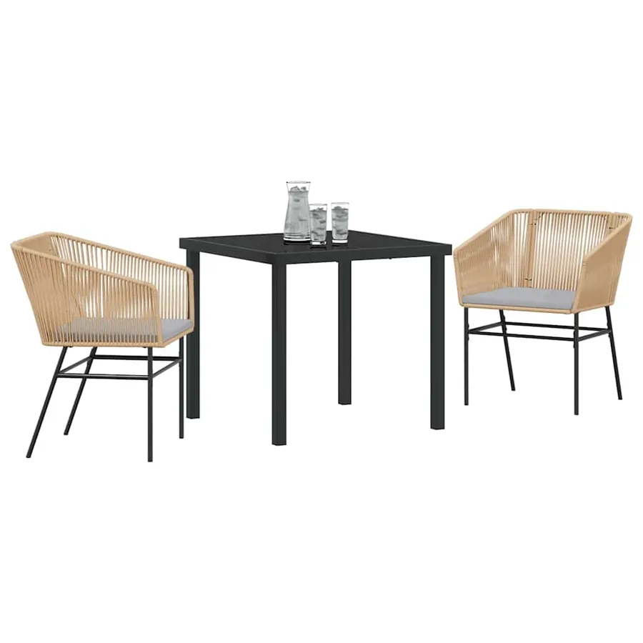 Ensemble de salle à manger pour jardin 3 pcs Marron - 3