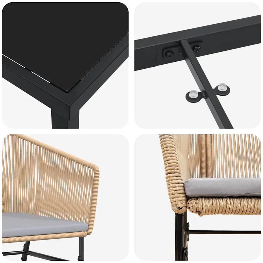 Ensemble de salle à manger pour jardin 3 pcs Marron - 9