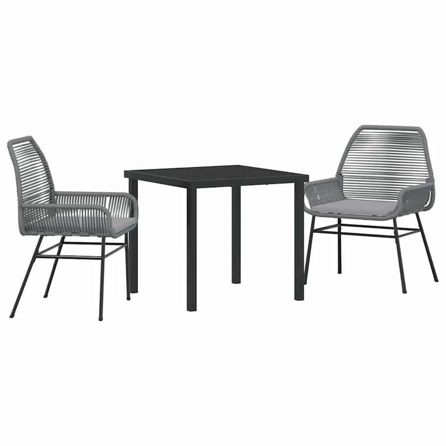 Ensemble de salle à manger pour jardin 3 pcs Gris polyrotin - 2