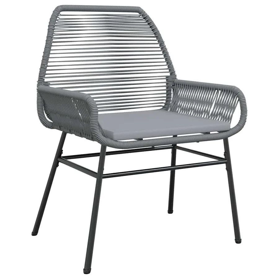 Ensemble de salle à manger pour jardin 3 pcs Gris polyrotin - 6