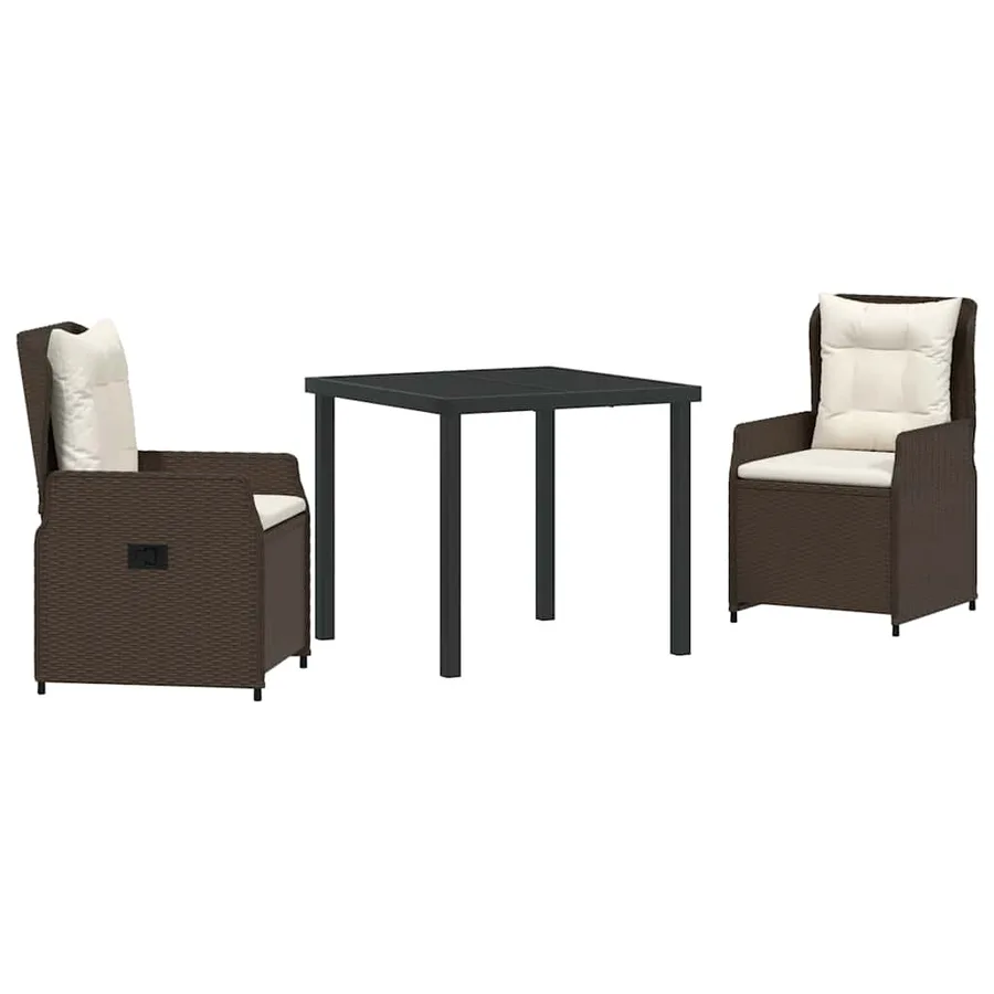 Ensemble de salle à manger pour jardin 3 pcs Marron polyrotin - 2