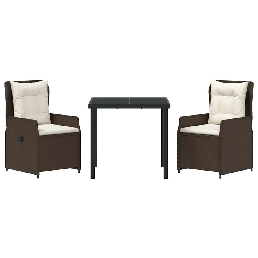Ensemble de salle à manger pour jardin 3 pcs Marron polyrotin - 7