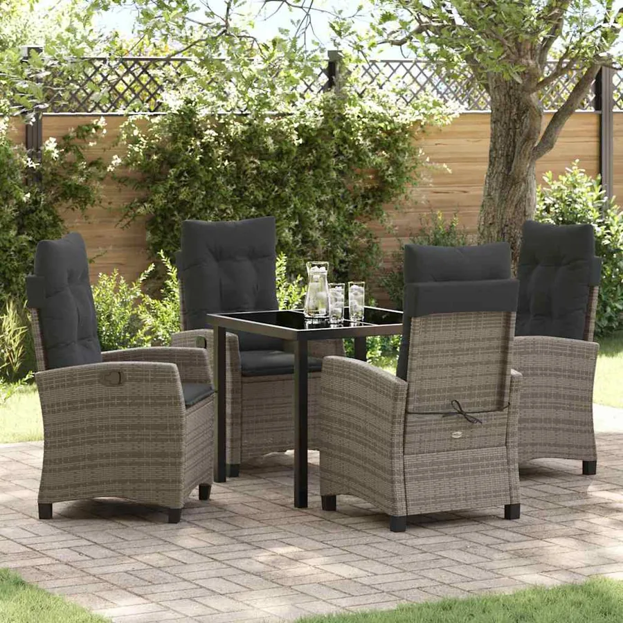 Ensemble de salle à manger pour jardin 5 pcs Gris polyrotin