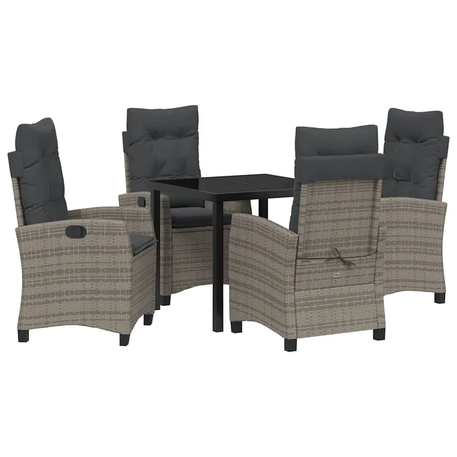 Ensemble de salle à manger pour jardin 5 pcs Gris polyrotin - 2