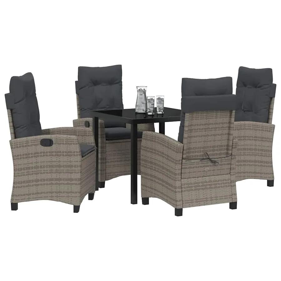 Ensemble de salle à manger pour jardin 5 pcs Gris polyrotin - 3