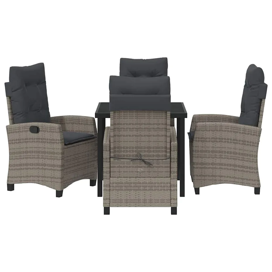 Ensemble de salle à manger pour jardin 5 pcs Gris polyrotin - 7