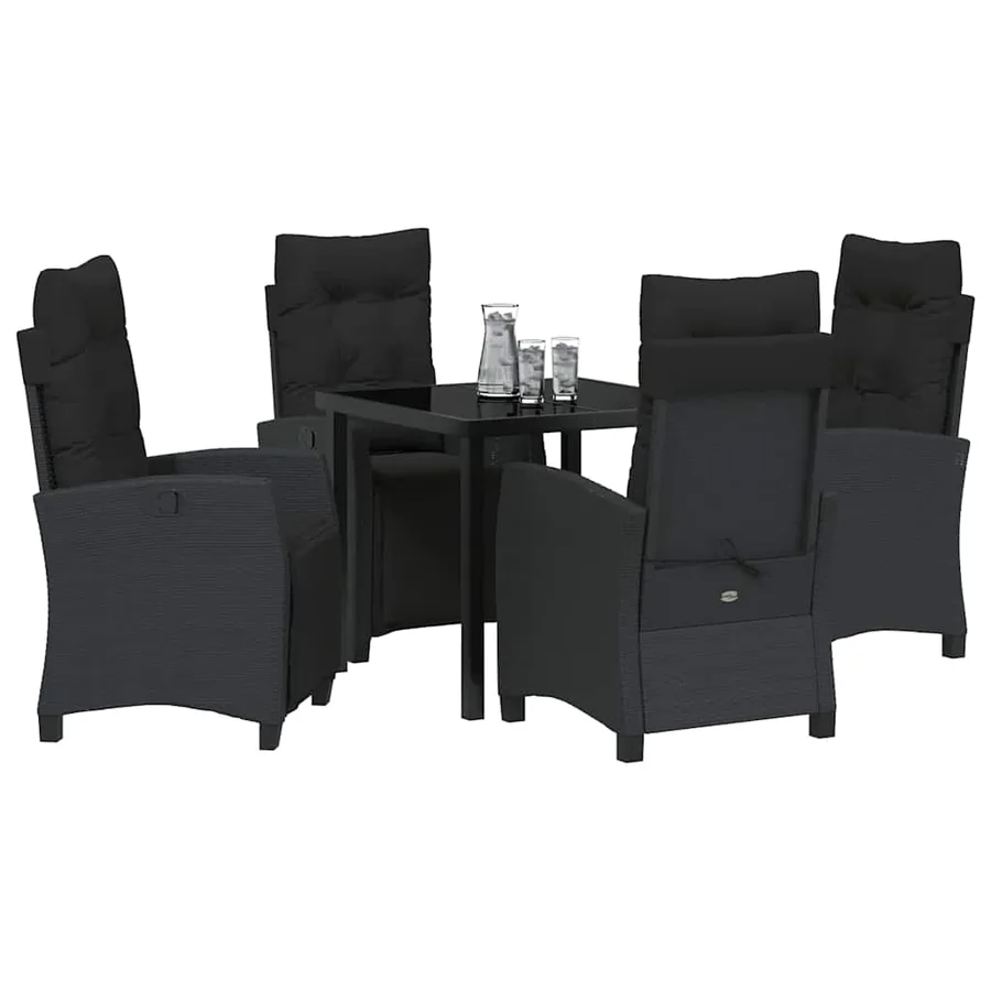 Ensemble de salle à manger pour jardin 5 pcs Noir polyrotin - 3