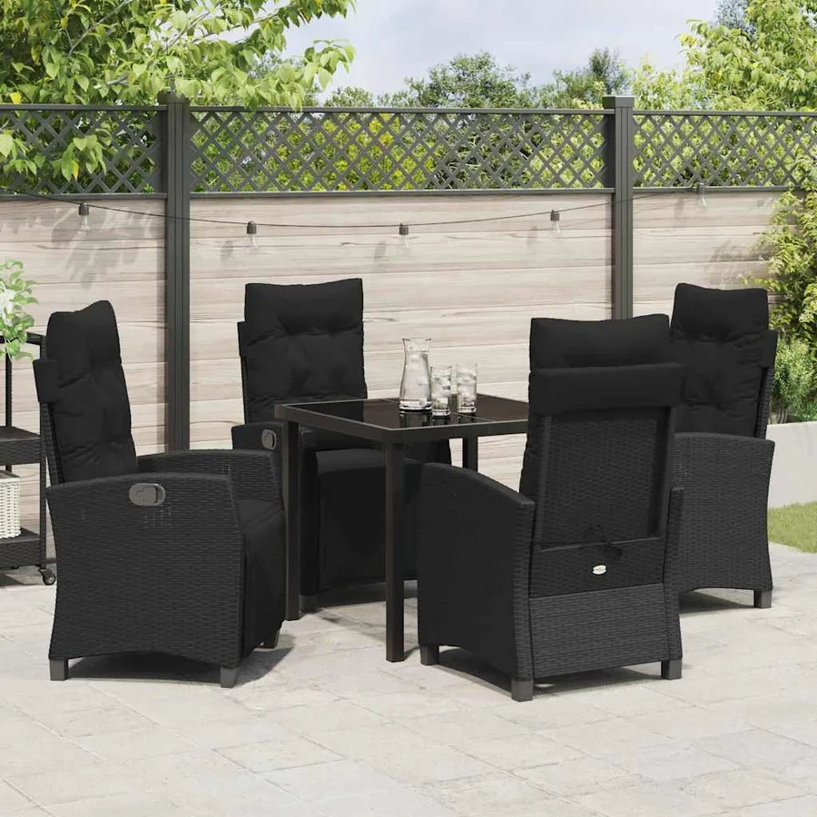Ensemble de salle à manger pour jardin 5 pcs Noir polyrotin - 4