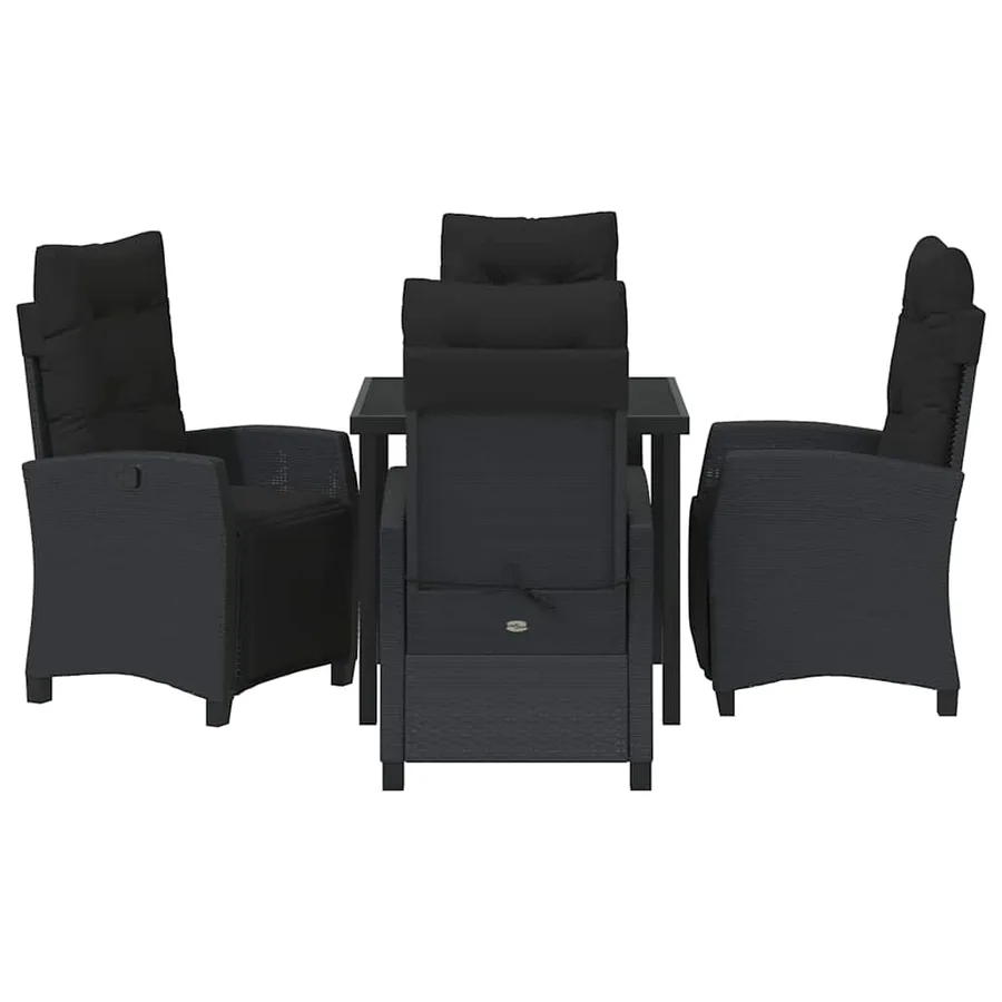 Ensemble de salle à manger pour jardin 5 pcs Noir polyrotin - 7