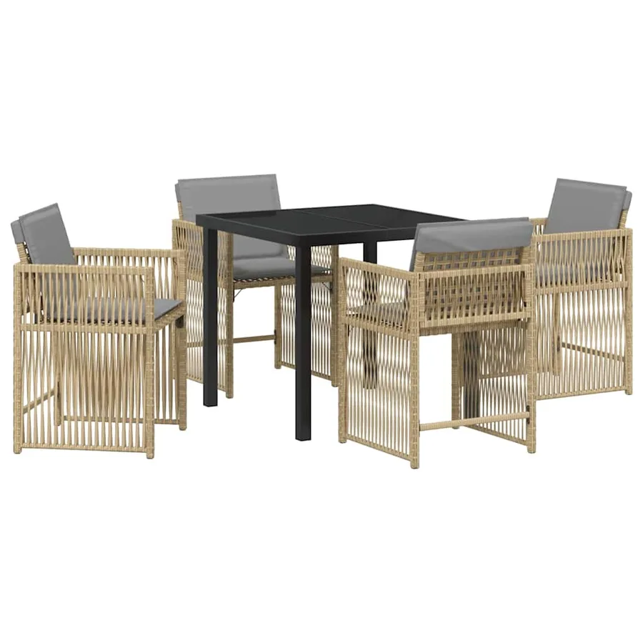 Ensemble de salle à manger pour jardin 5 pcs Beige polyrotin - 2