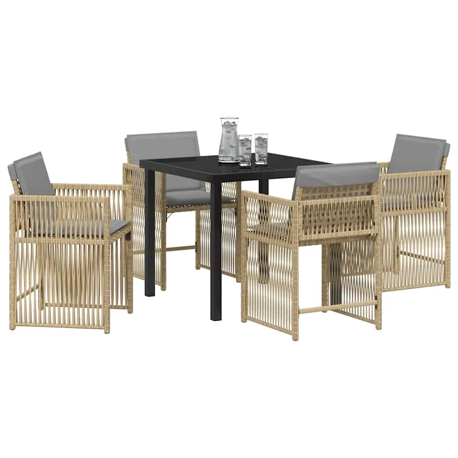 Ensemble de salle à manger pour jardin 5 pcs Beige polyrotin - 3