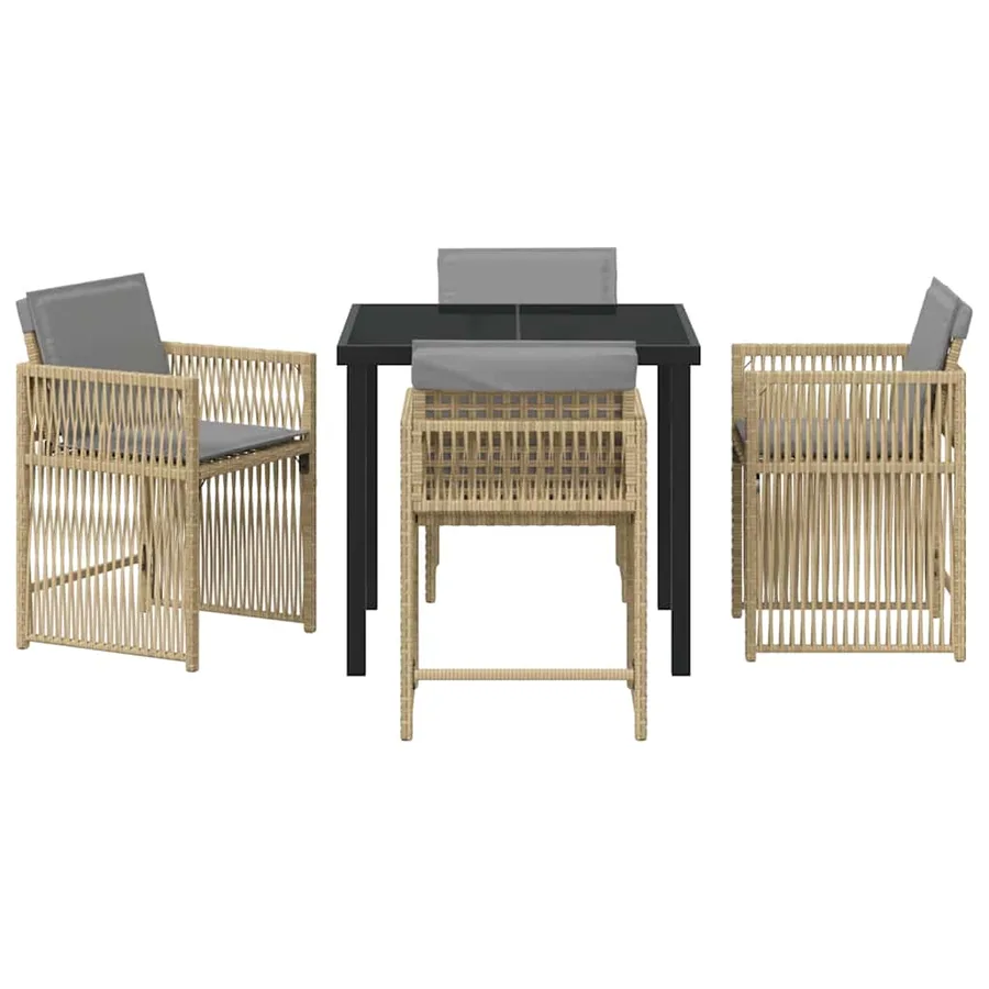 Ensemble de salle à manger pour jardin 5 pcs Beige polyrotin - 7