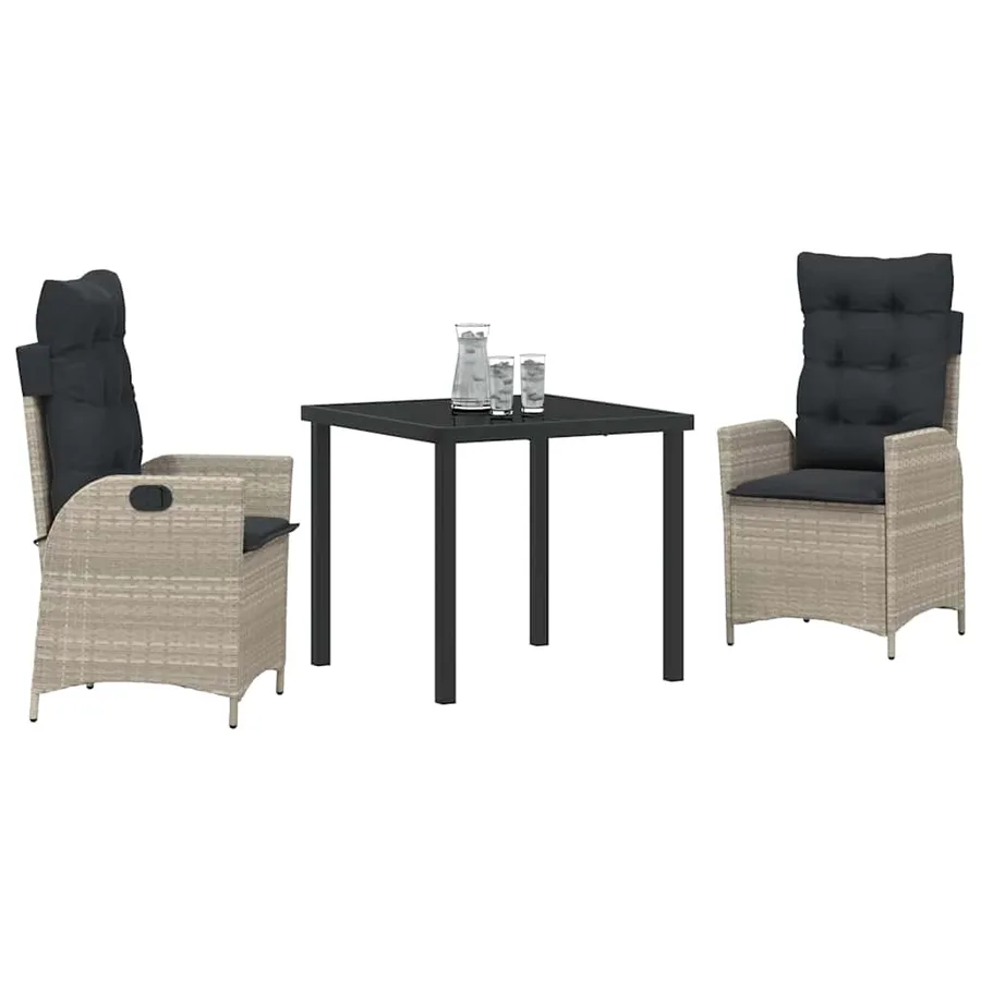 Ensemble de salle à manger pour jardin 3 pcs Gris clair - 3