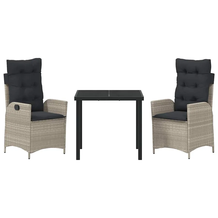 Ensemble de salle à manger pour jardin 3 pcs Gris clair - 7
