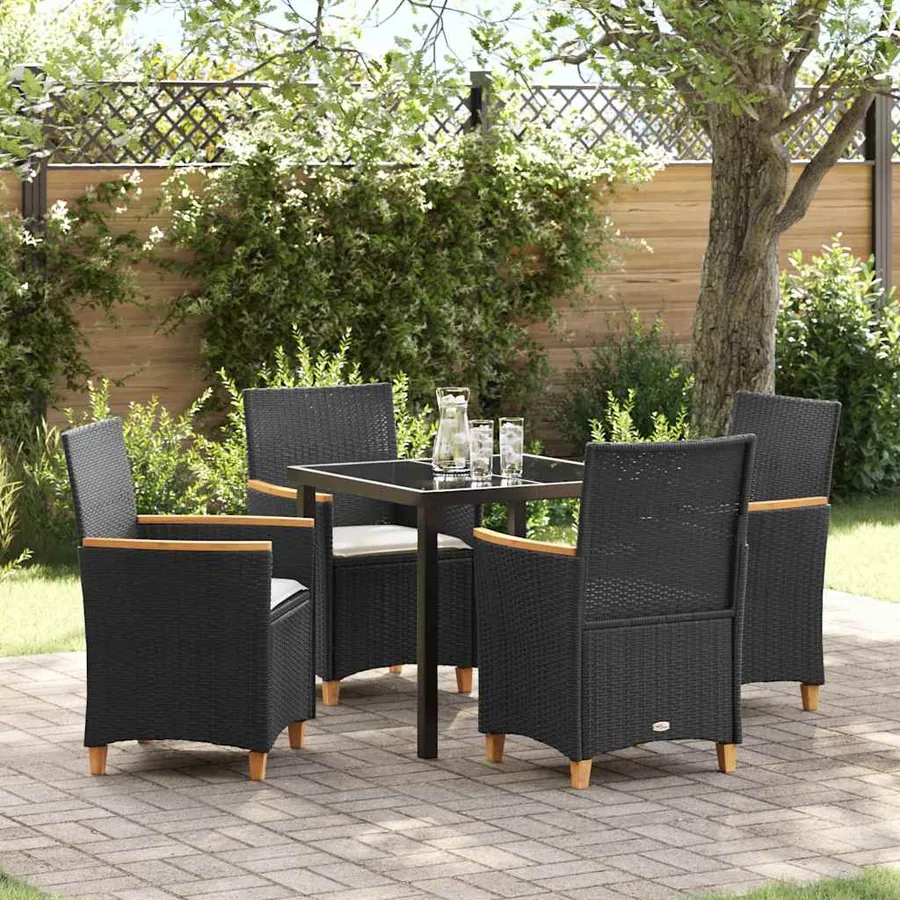 Ensemble de salle à manger pour jardin 5 pcs Noir polyrotin