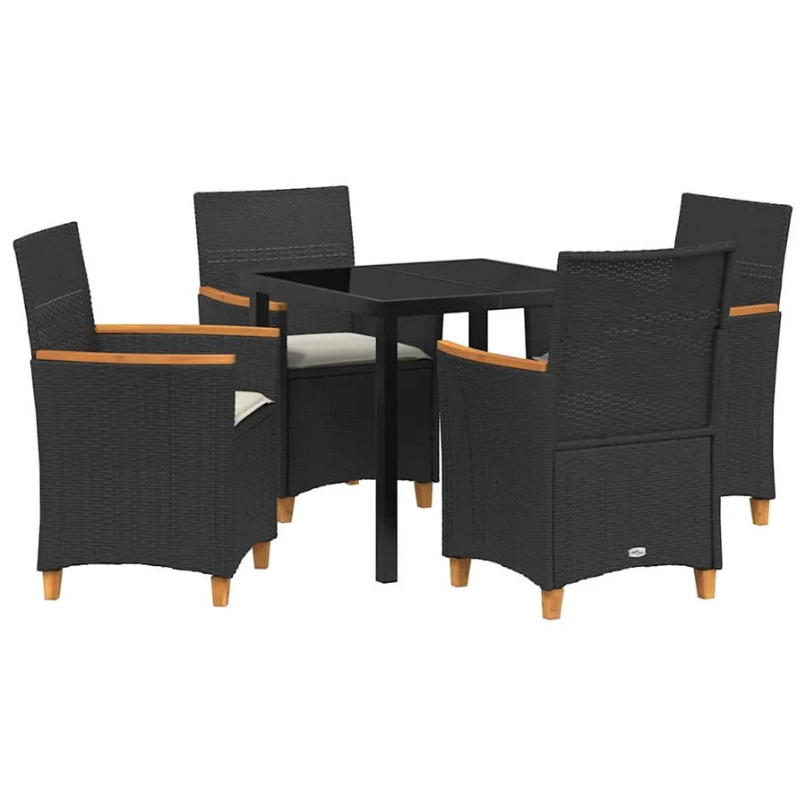 Ensemble de salle à manger pour jardin 5 pcs Noir polyrotin - 2