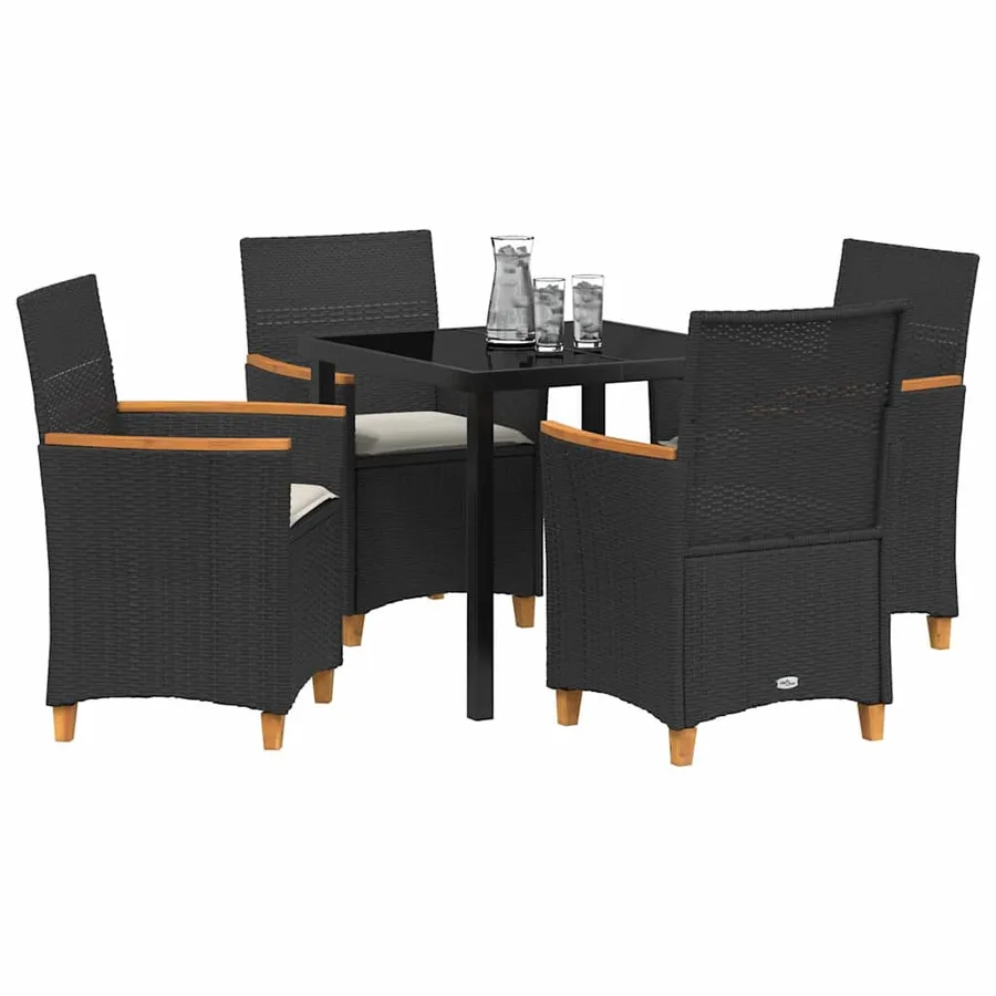 Ensemble de salle à manger pour jardin 5 pcs Noir polyrotin - 3