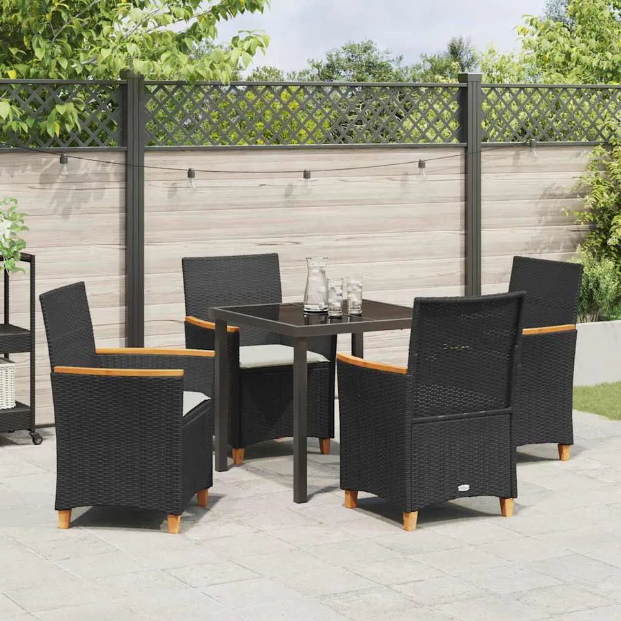 Ensemble de salle à manger pour jardin 5 pcs Noir polyrotin - 4