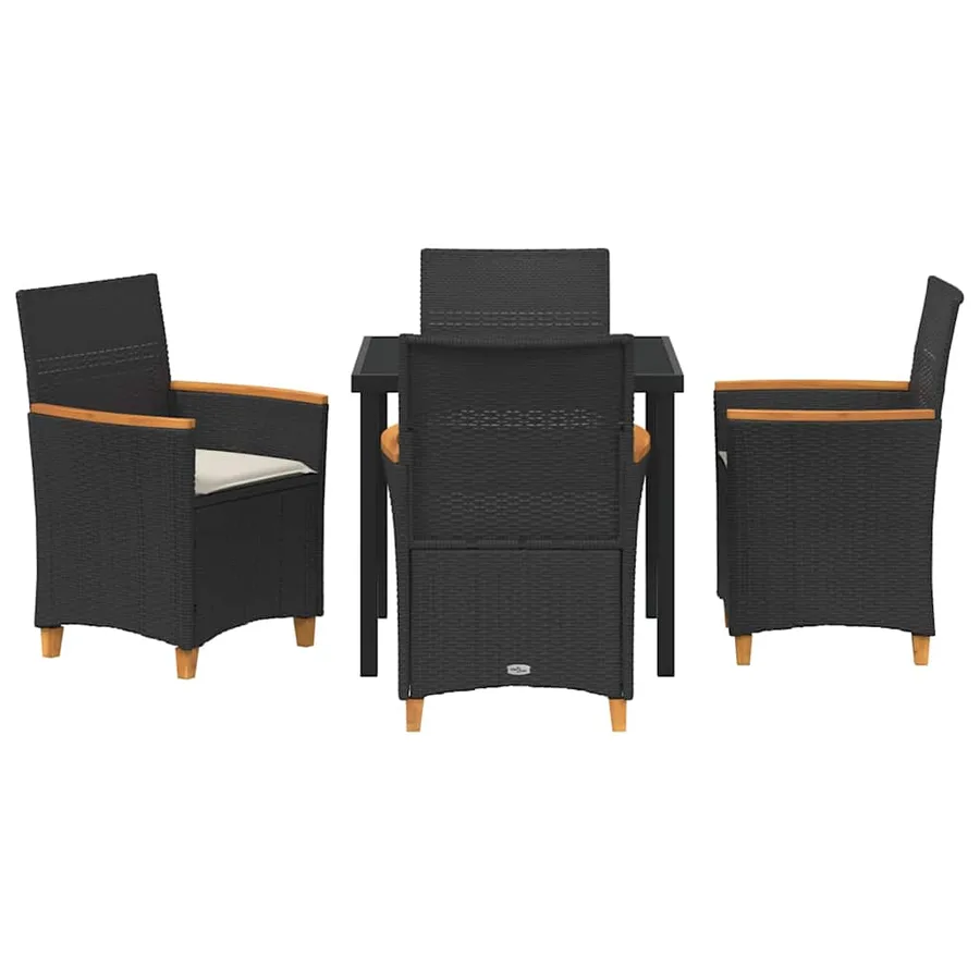 Ensemble de salle à manger pour jardin 5 pcs Noir polyrotin - 7