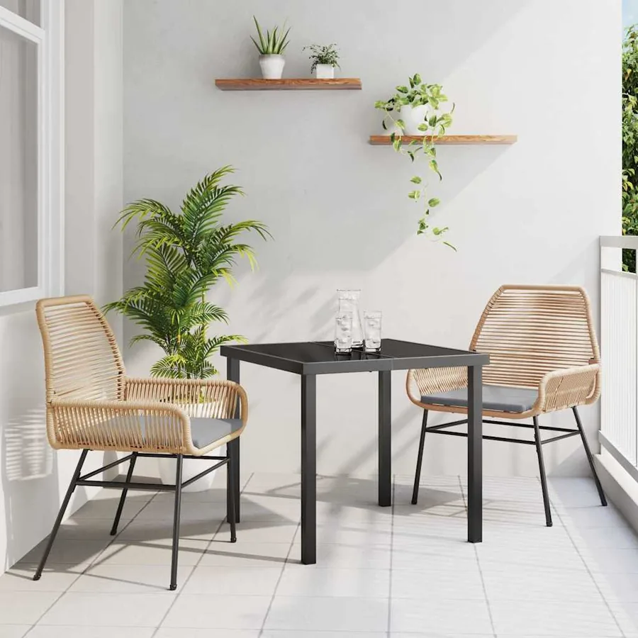 Ensemble de salle à manger pour jardin 3 pcs Marron polyrotin