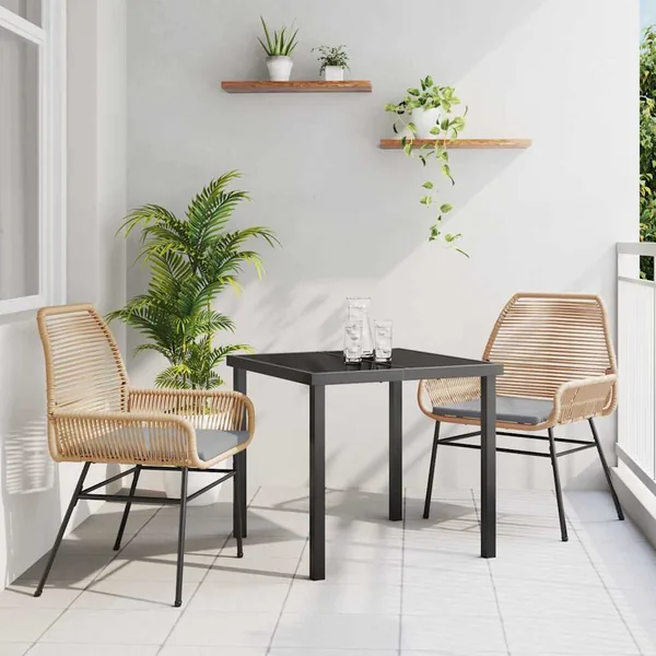 Ensemble de salle à manger pour jardin 3 pcs Marron polyrotin