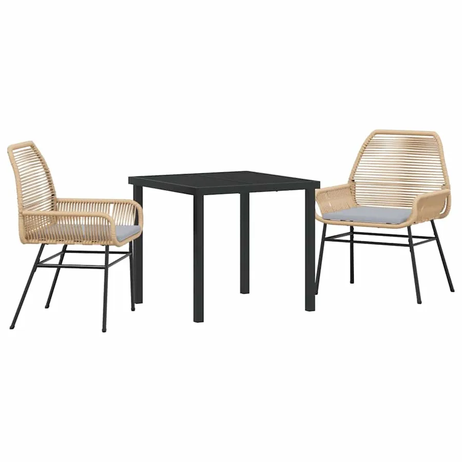 Ensemble de salle à manger pour jardin 3 pcs Marron polyrotin - 2